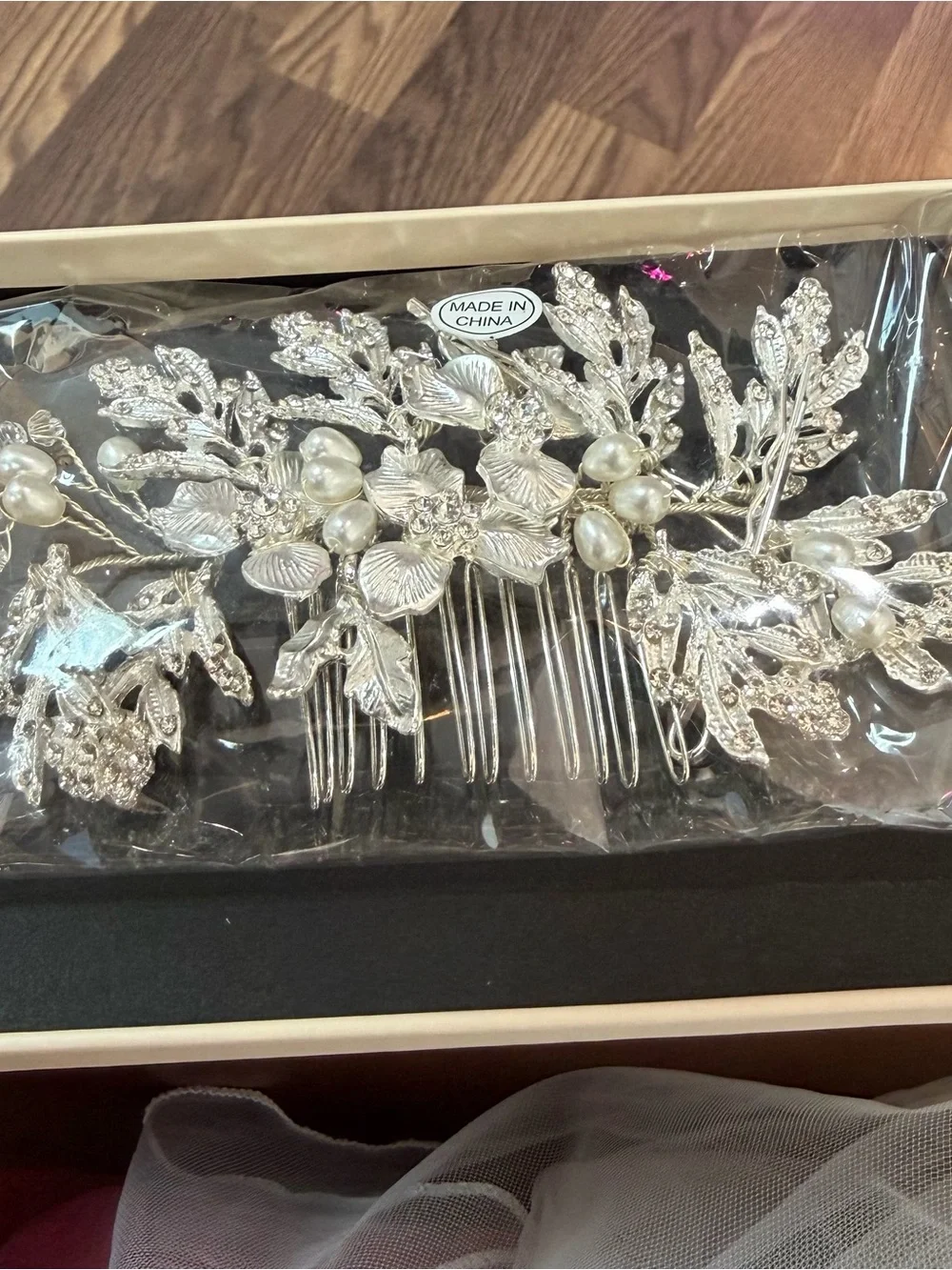 Silver Crystal Floral Hair Comb - Elegant Bridal Hairpiece